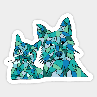 DOG AND CAT - Stained glass style Sticker
